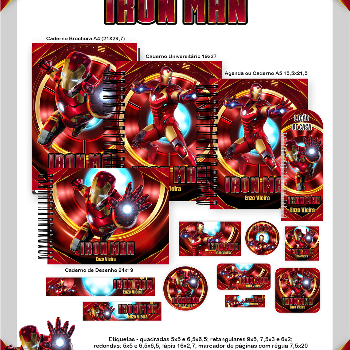 Arquivo Encadernação Escolar 2026 Homem de Ferro 1