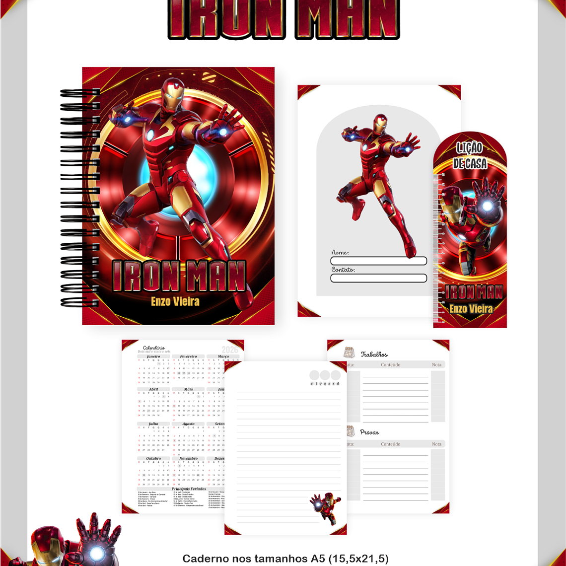 Arquivo Encadernação Escolar 2026 Homem de Ferro 2
