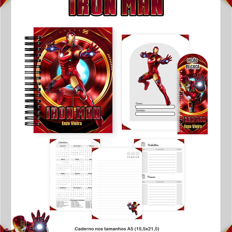 Arquivo Encadernação Escolar 2026 Homem de Ferro 2