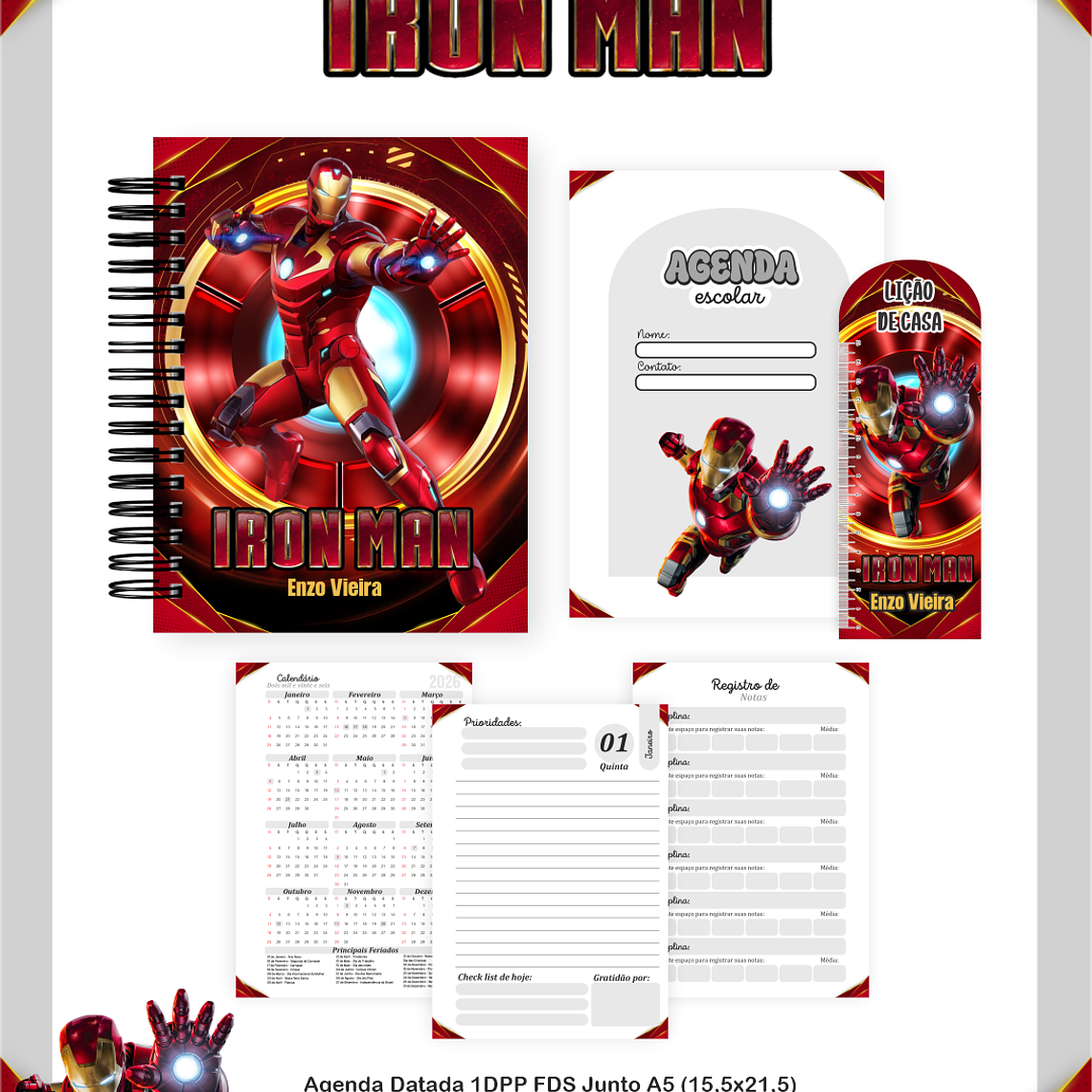 Arquivo Encadernação Escolar 2026 Homem de Ferro 4