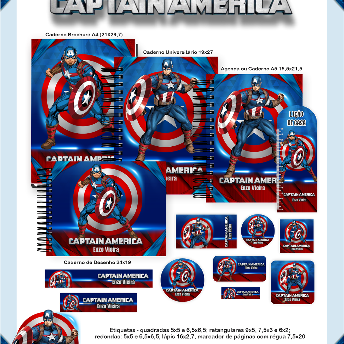Arquivo Encadernação Escolar 2026 Capitão América 1