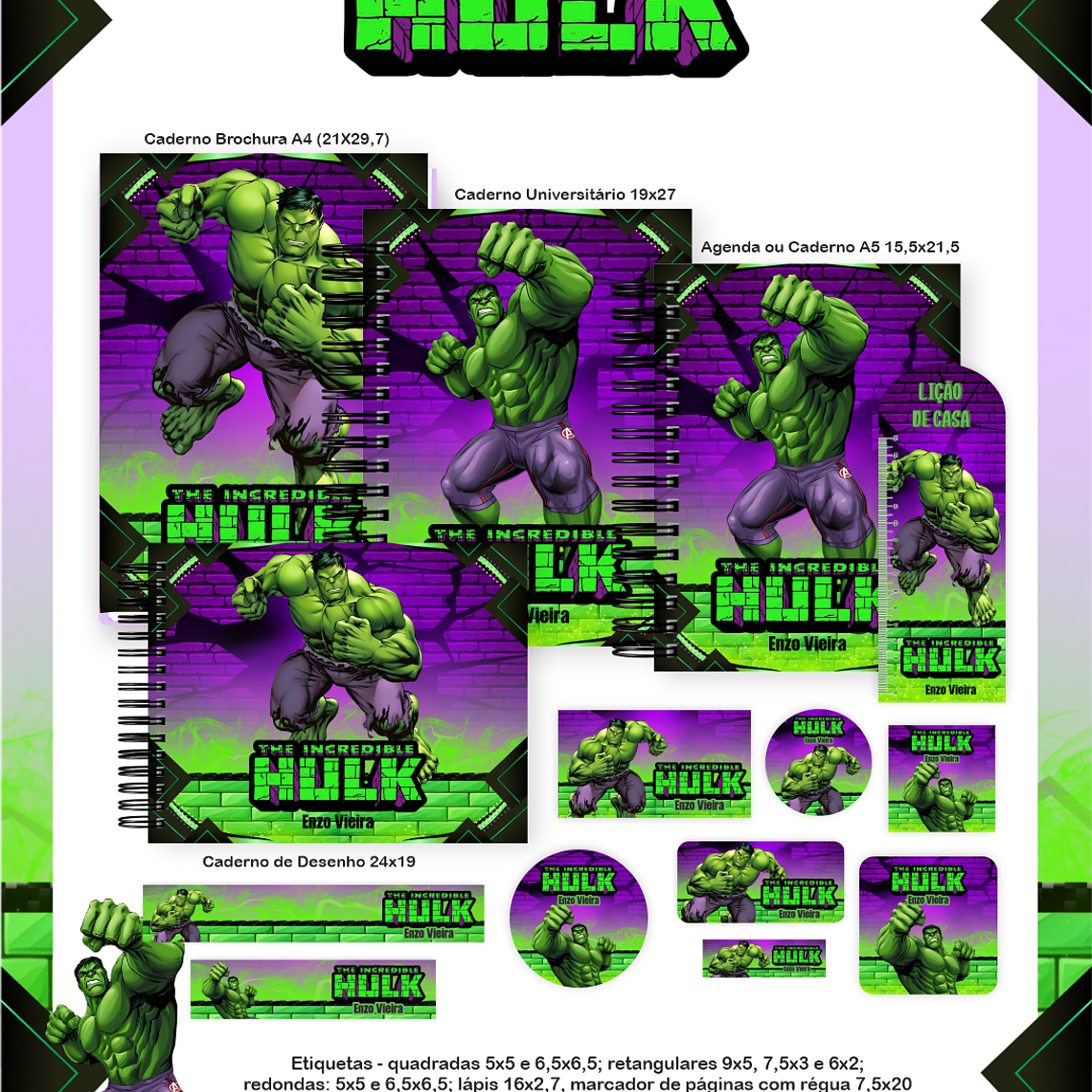 Arquivo Encadernação Escolar 2026 Hulk 1