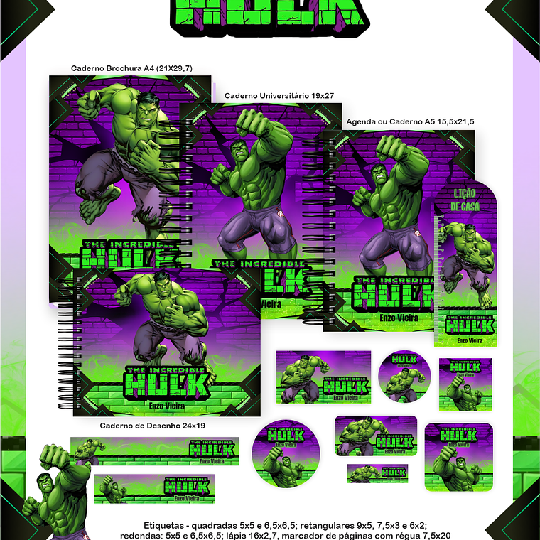 Arquivo Encadernação Escolar 2026 Hulk 1