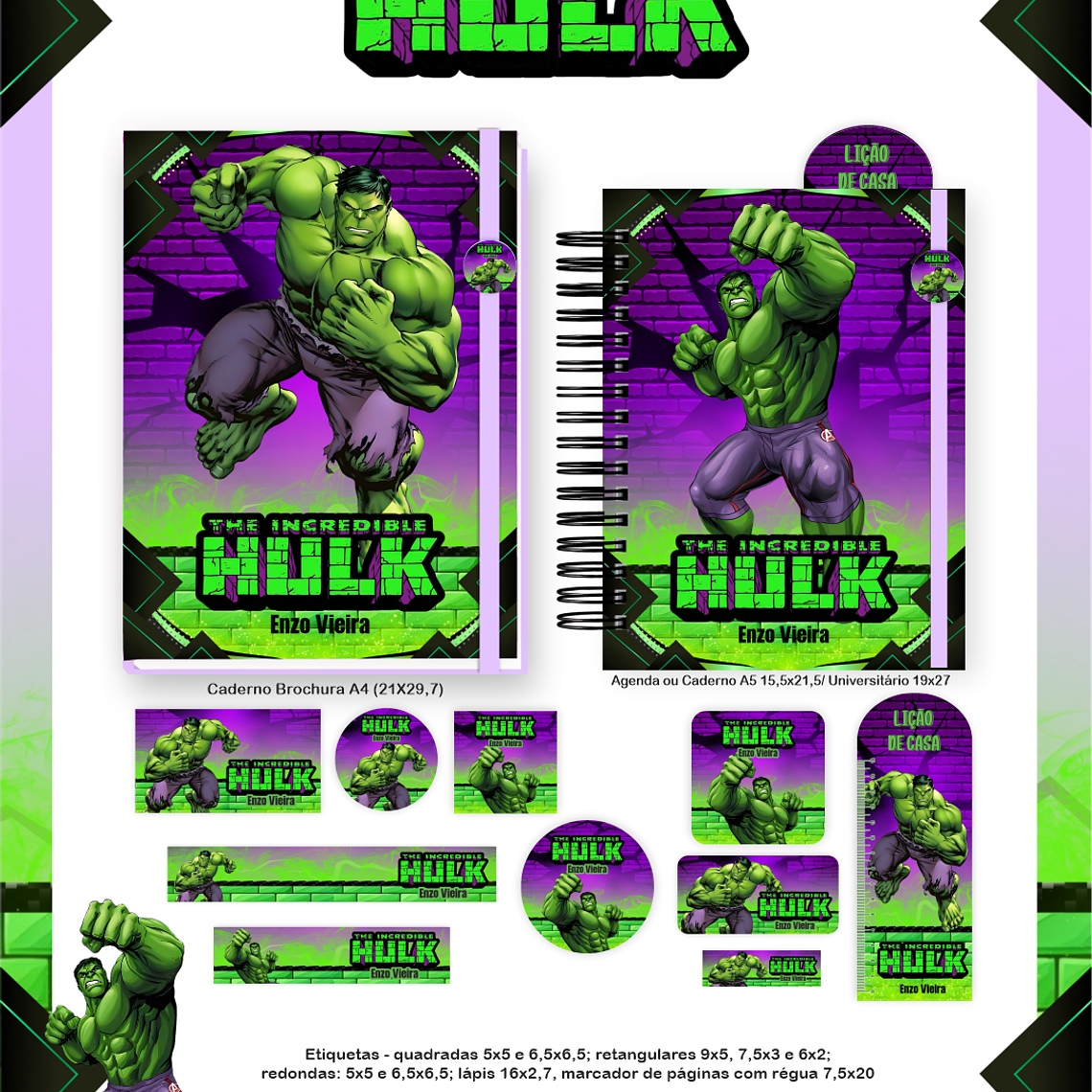 Arquivo Encadernação Escolar 2026 Hulk 2