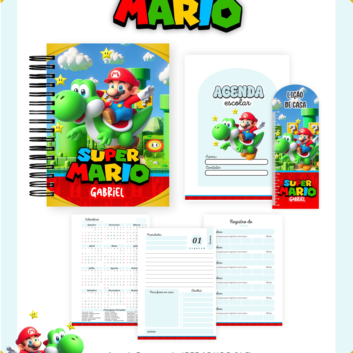 Arquivo Encadernação Escolar 2026 Super Mario 3