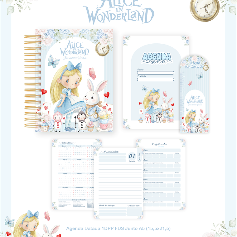 Arquivo Encadernação Escolar 2026 Alice no País das Maravilhas 2