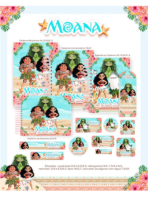 Arquivo Encadernação Escolar 2026 Moana Aquarela