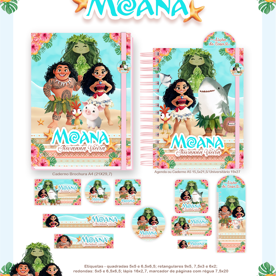 Arquivo Encadernação Escolar 2026 Moana Aquarela 4