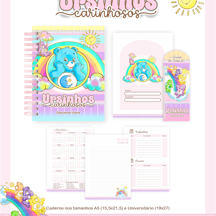 Arquivo Encadernação Escolar 2026 Ursinhos Carinhosos 5