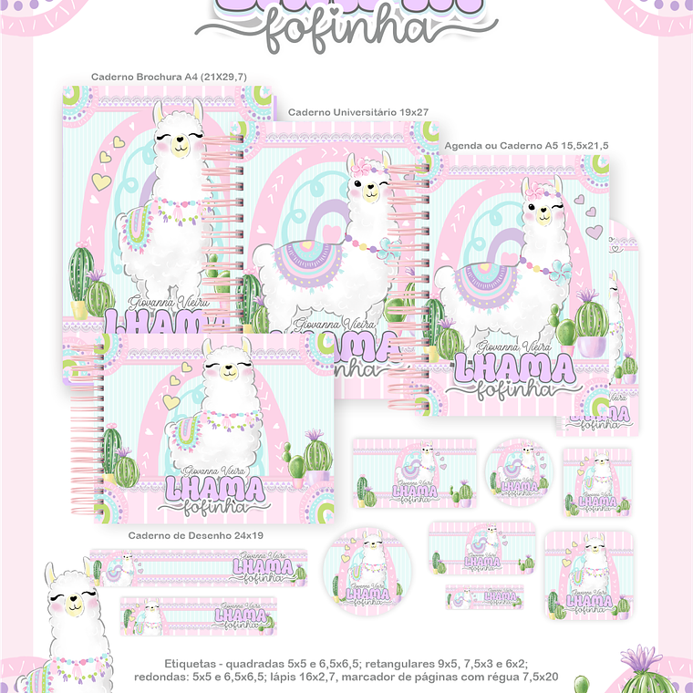 Arquivo Encadernação Escolar 2026 Lhama Fofinha 1