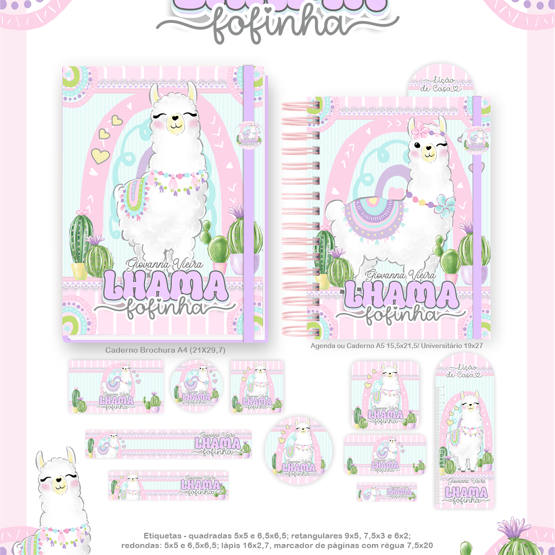 Arquivo Encadernação Escolar 2026 Lhama Fofinha 4