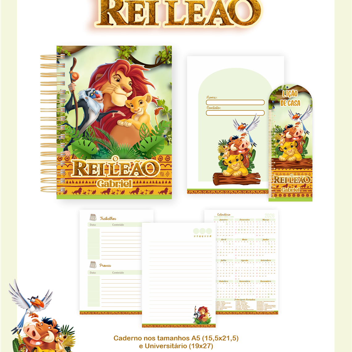 Arquivo Encadernação Escolar 2026 Rei Leão 3