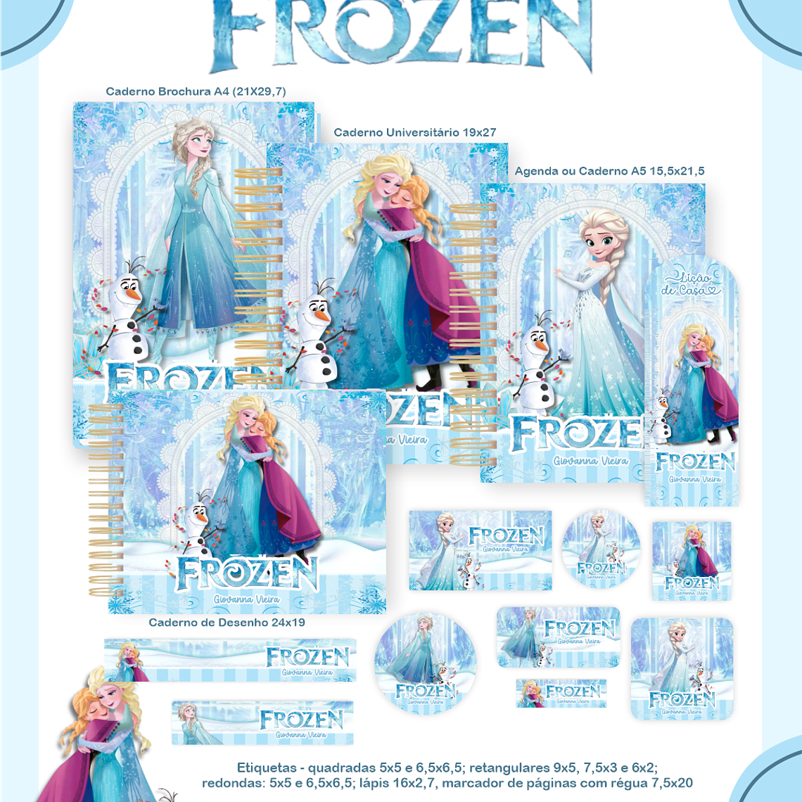 Arquivo Encadernação Escolar 2026 Frozen 1