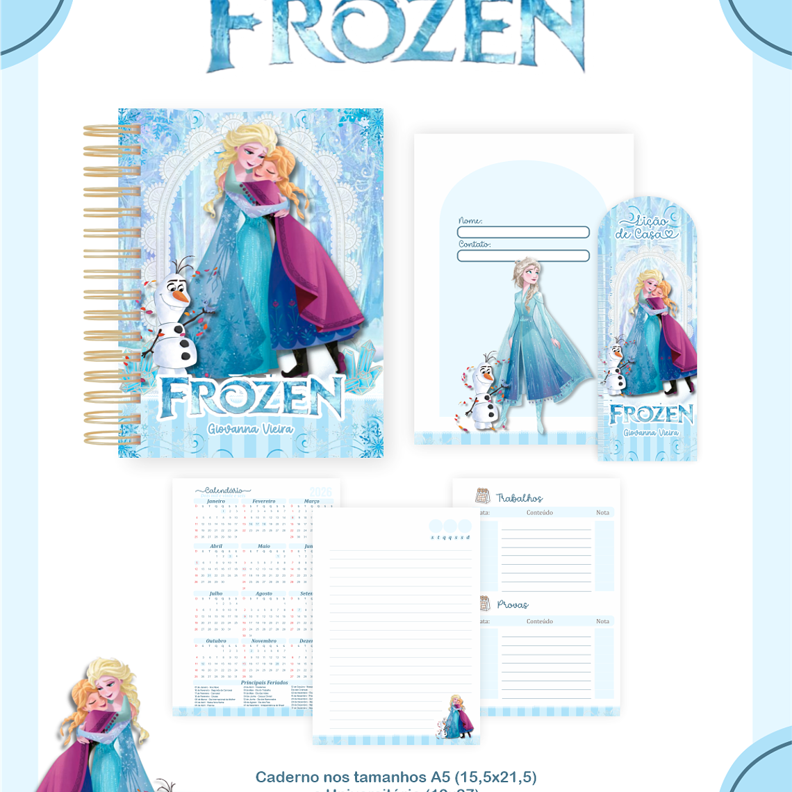 Arquivo Encadernação Escolar 2026 Frozen 3