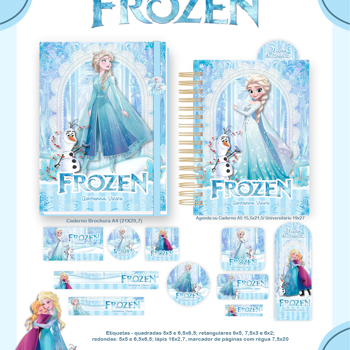 Arquivo Encadernação Escolar 2026 Frozen 5