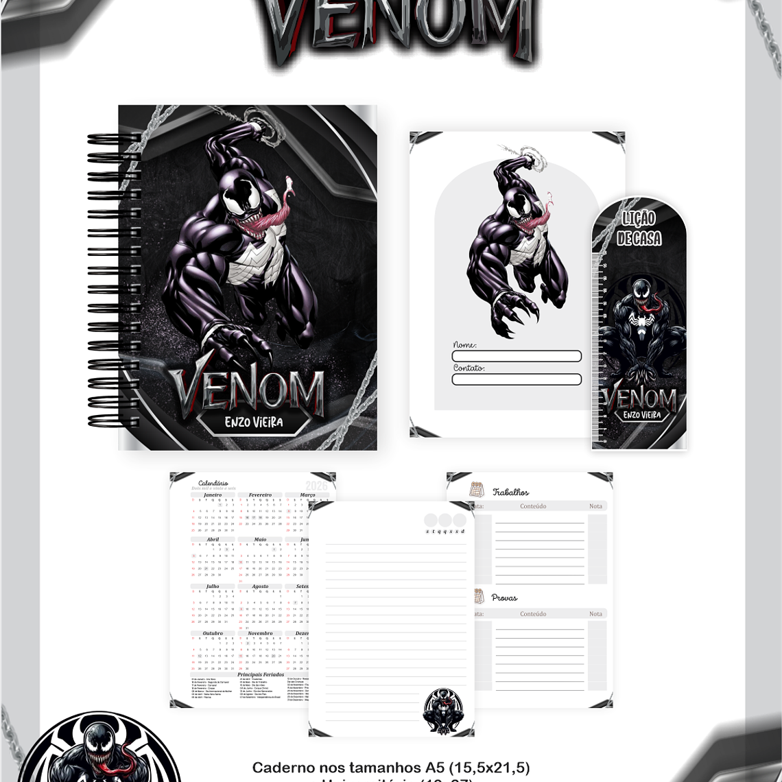 Arquivo Encadernação Escolar 2026 Venom 3