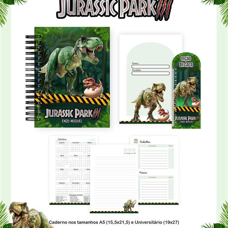 Arquivo Encadernação Escolar 2026 Jurassic Park 3