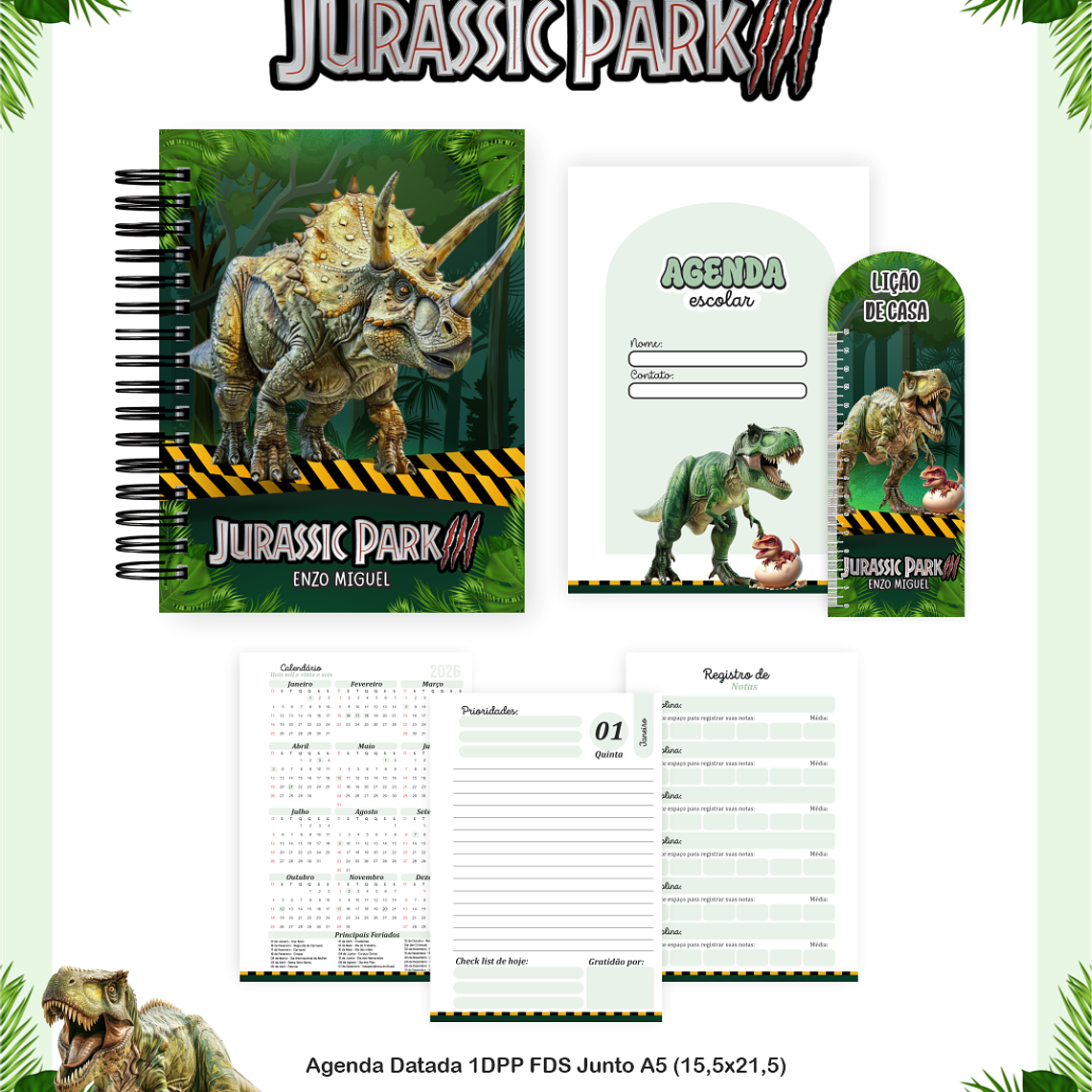 Arquivo Encadernação Escolar 2026 Jurassic Park 4