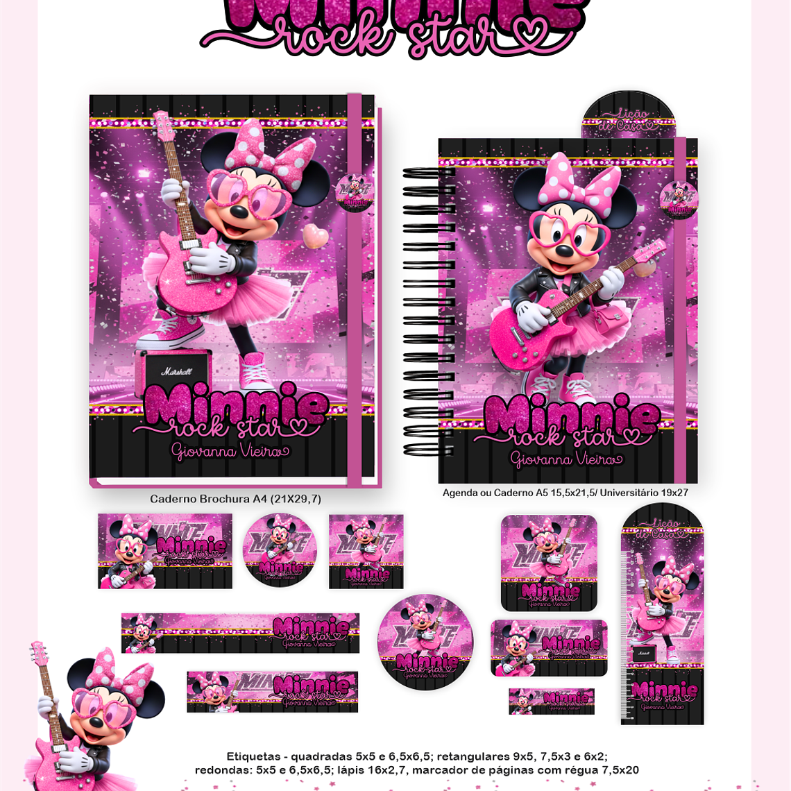 Arquivo Encadernação Escolar 2026 Minnie RockStar 2