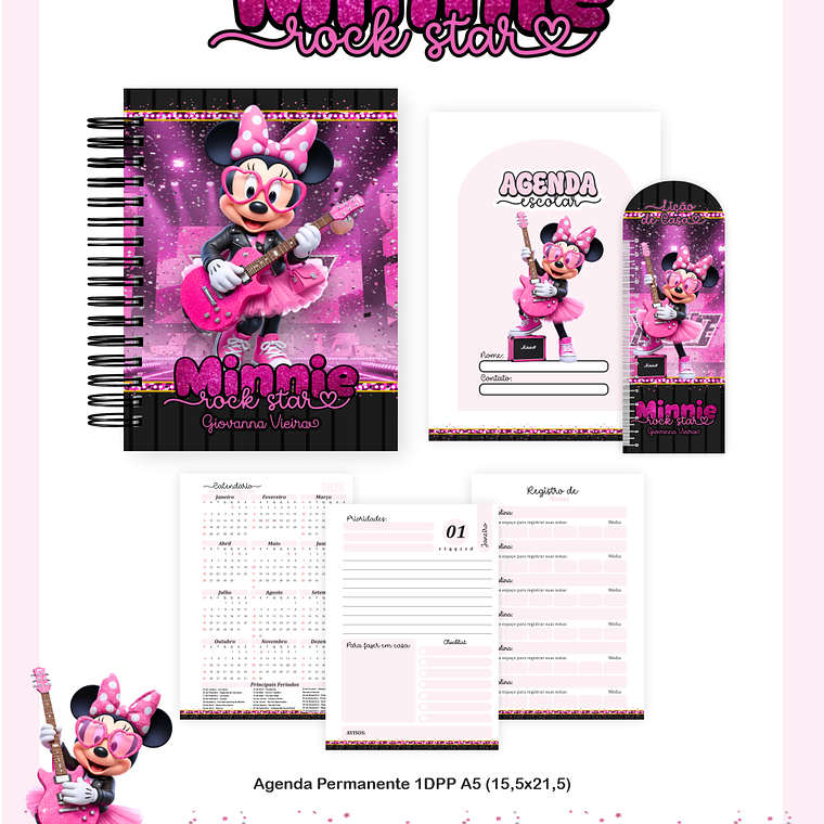 Arquivo Encadernação Escolar 2026 Minnie RockStar 3