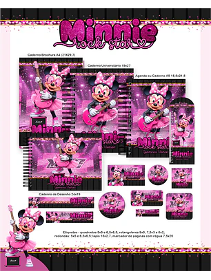 Arquivo Encadernação Escolar 2026 Minnie RockStar