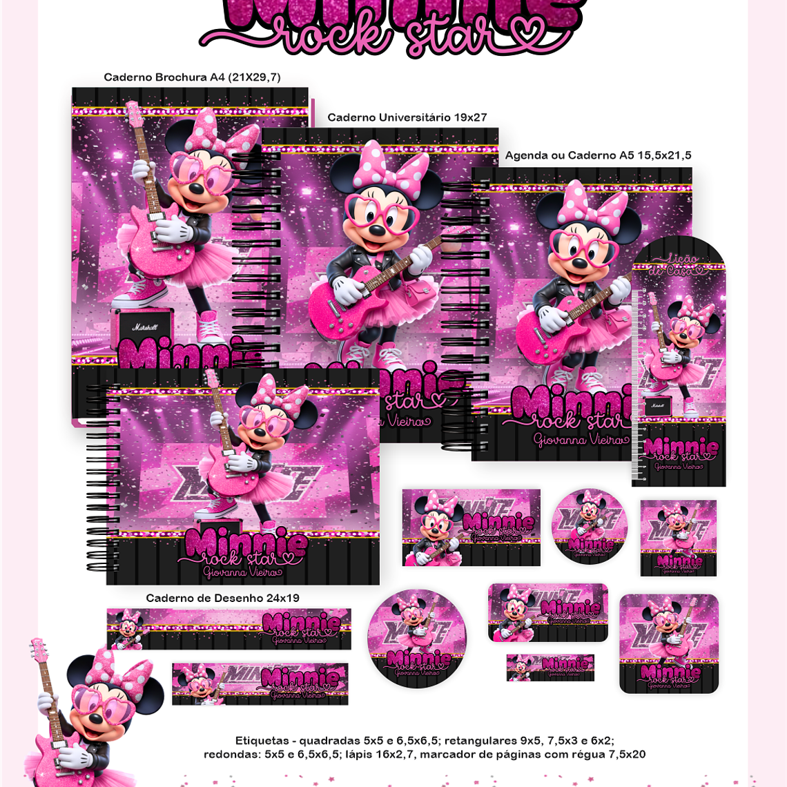 Arquivo Encadernação Escolar 2026 Minnie RockStar 1