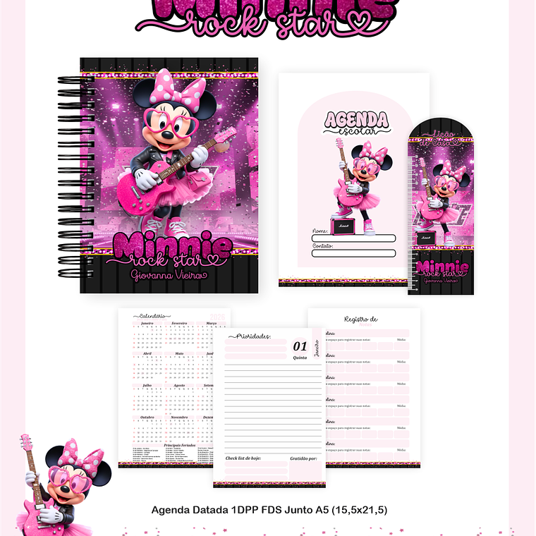 Arquivo Encadernação Escolar 2026 Minnie RockStar 4