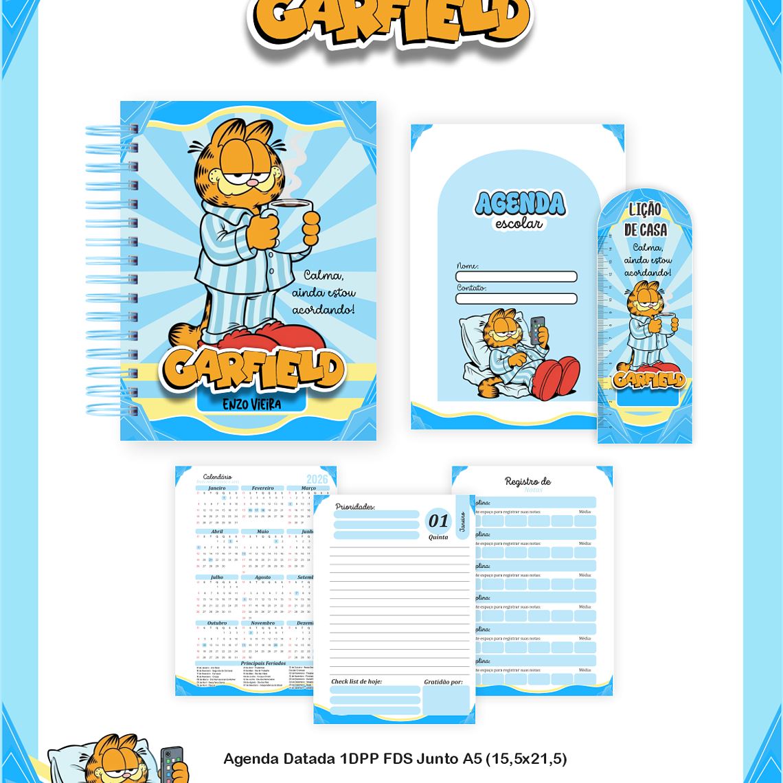 Arquivo Encadernação Escolar 2026 Garfield  2