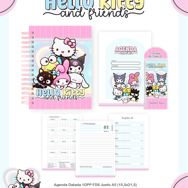 Arquivo Encadernação Escolar 2026 Hello Kitty e Amigos 3
