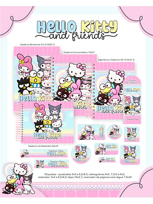 Arquivo Encadernação Escolar 2026 Hello Kitty e Amigos