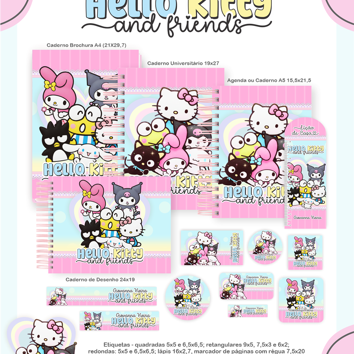 Arquivo Encadernação Escolar 2026 Hello Kitty e Amigos 1