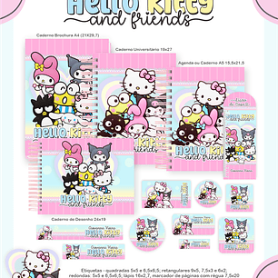 Arquivo Encadernação Escolar 2026 Hello Kitty e Amigos