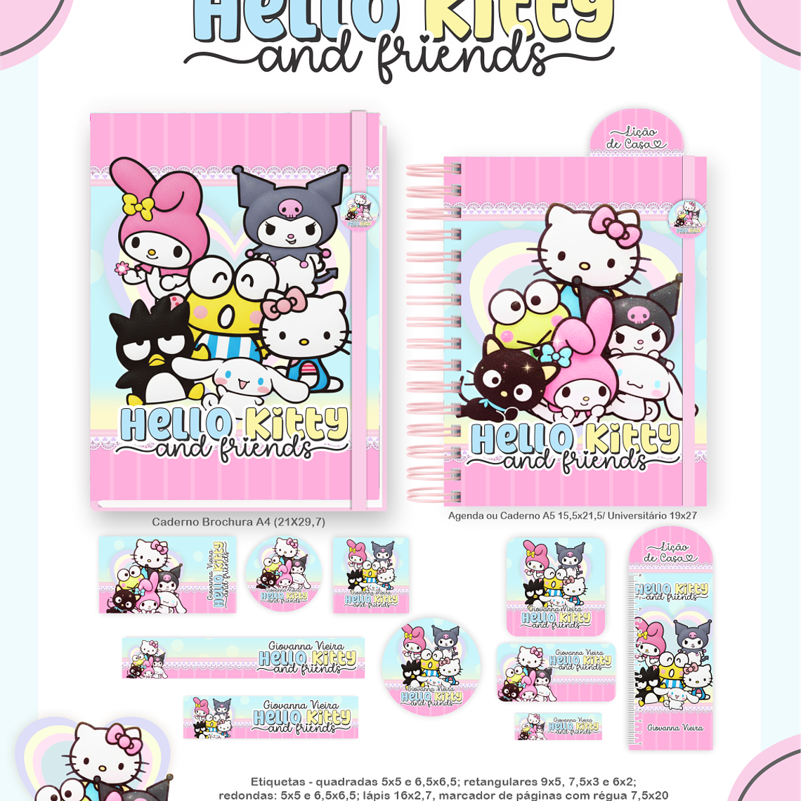 Arquivo Encadernação Escolar 2026 Hello Kitty e Amigos 5