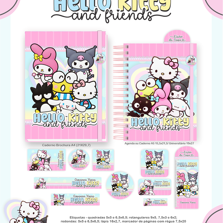 Arquivo Encadernação Escolar 2026 Hello Kitty e Amigos 5