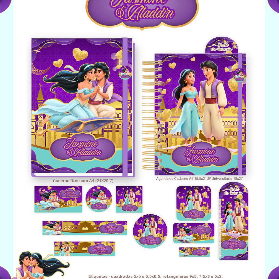 Arquivo Encadernação Escolar 2026 Jasmin e Aladdin 2