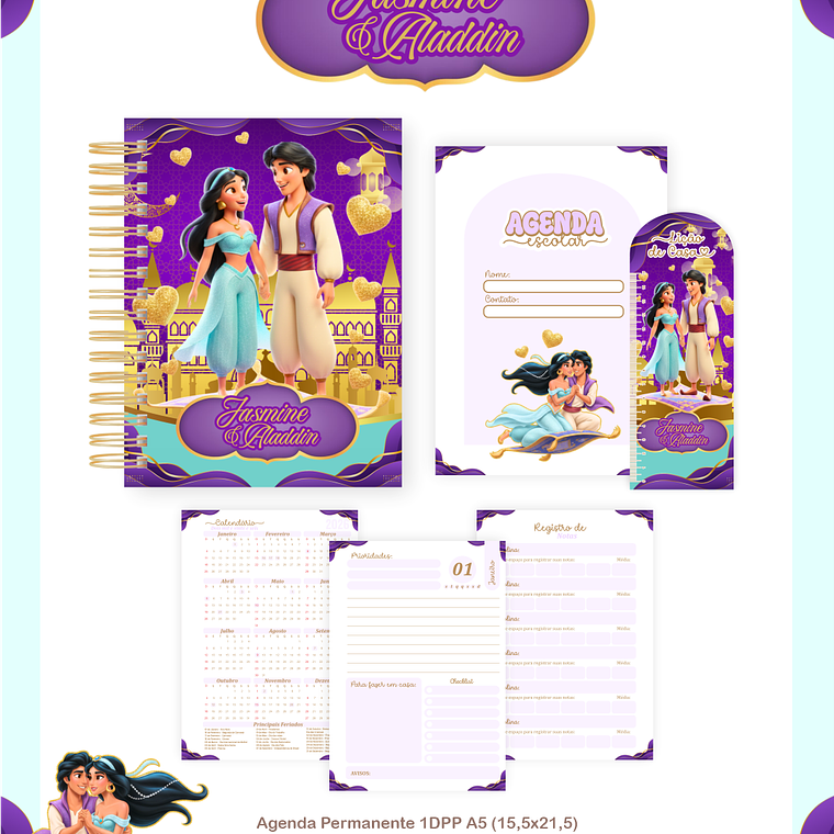 Arquivo Encadernação Escolar 2026 Jasmin e Aladdin 4
