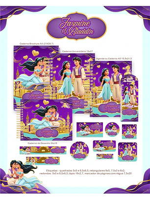 Arquivo Encadernação Escolar 2026 Jasmin e Aladdin