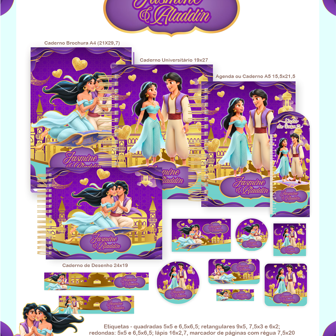 Arquivo Encadernação Escolar 2026 Jasmin e Aladdin 1