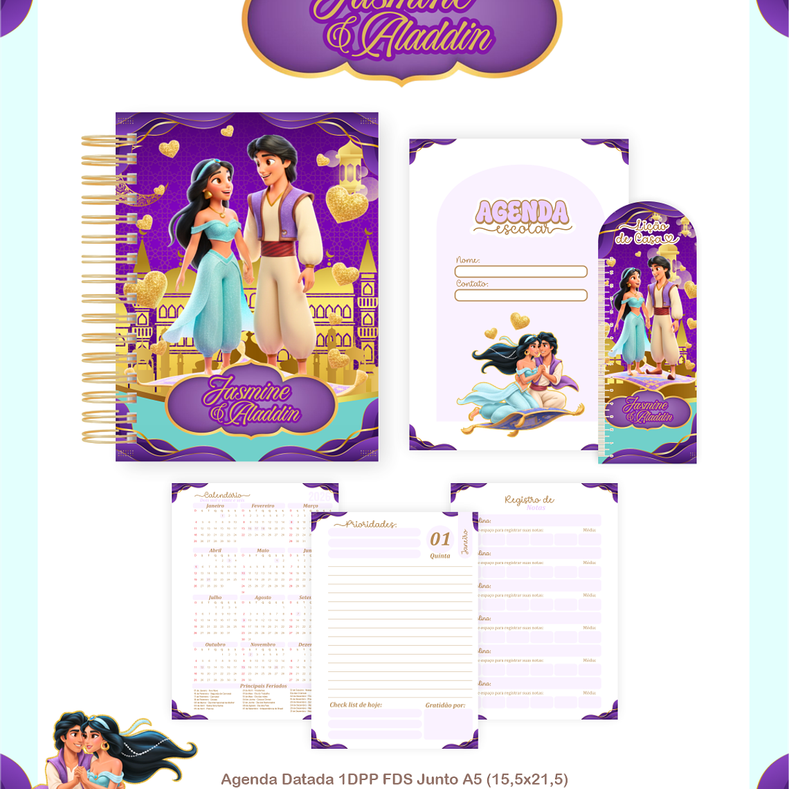 Arquivo Encadernação Escolar 2026 Jasmin e Aladdin 5