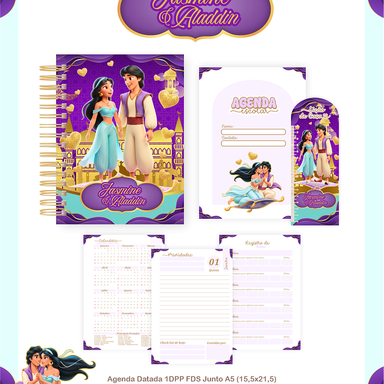 Arquivo Encadernação Escolar 2026 Jasmin e Aladdin 5