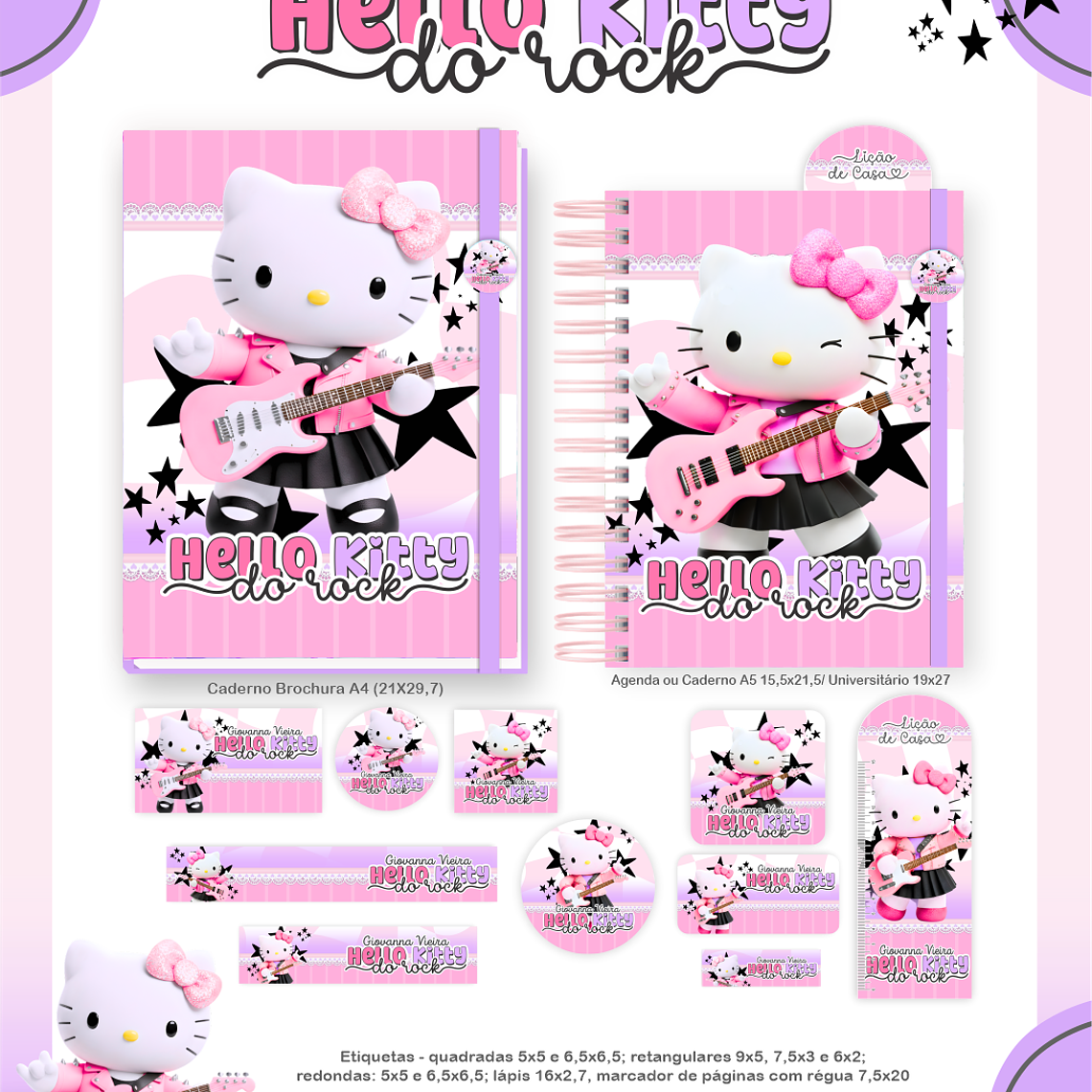 Arquivo Encadernação Escolar 2026 Hello Kitty Rock 2
