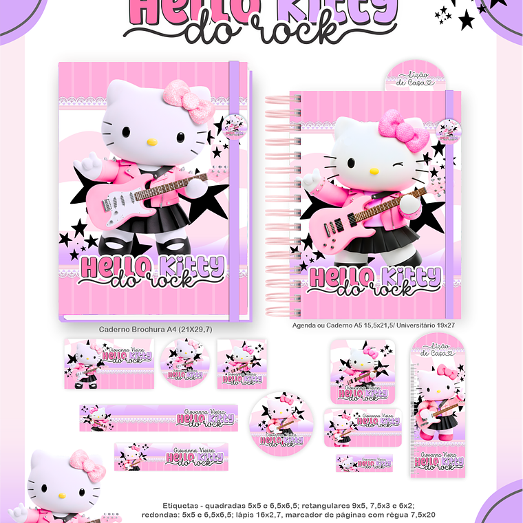 Arquivo Encadernação Escolar 2026 Hello Kitty Rock 2