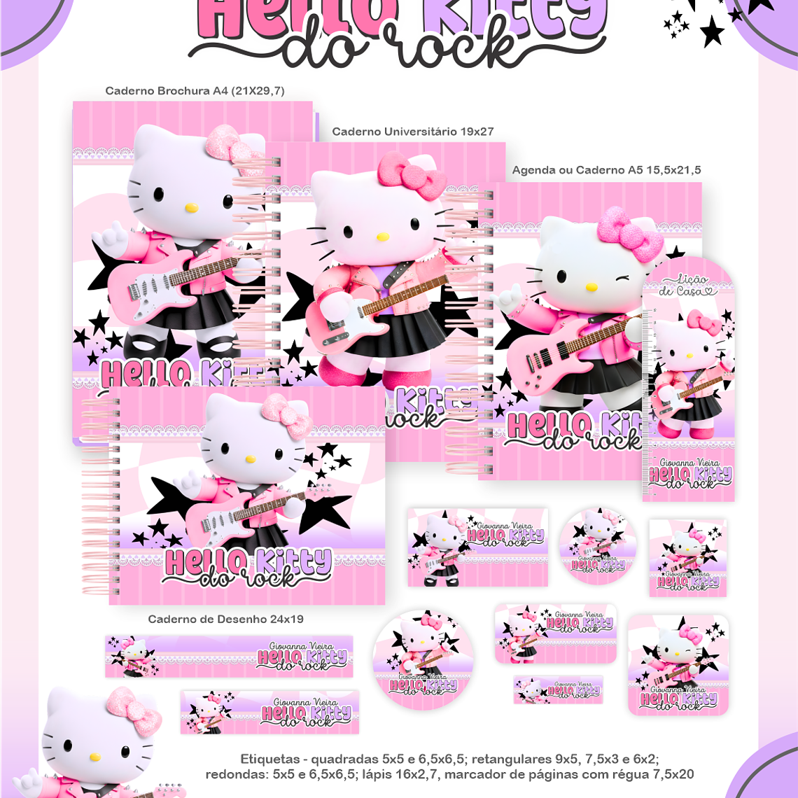 Arquivo Encadernação Escolar 2026 Hello Kitty Rock 1