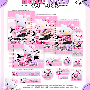 Arquivo Encadernação Escolar 2026 Hello Kitty Rock