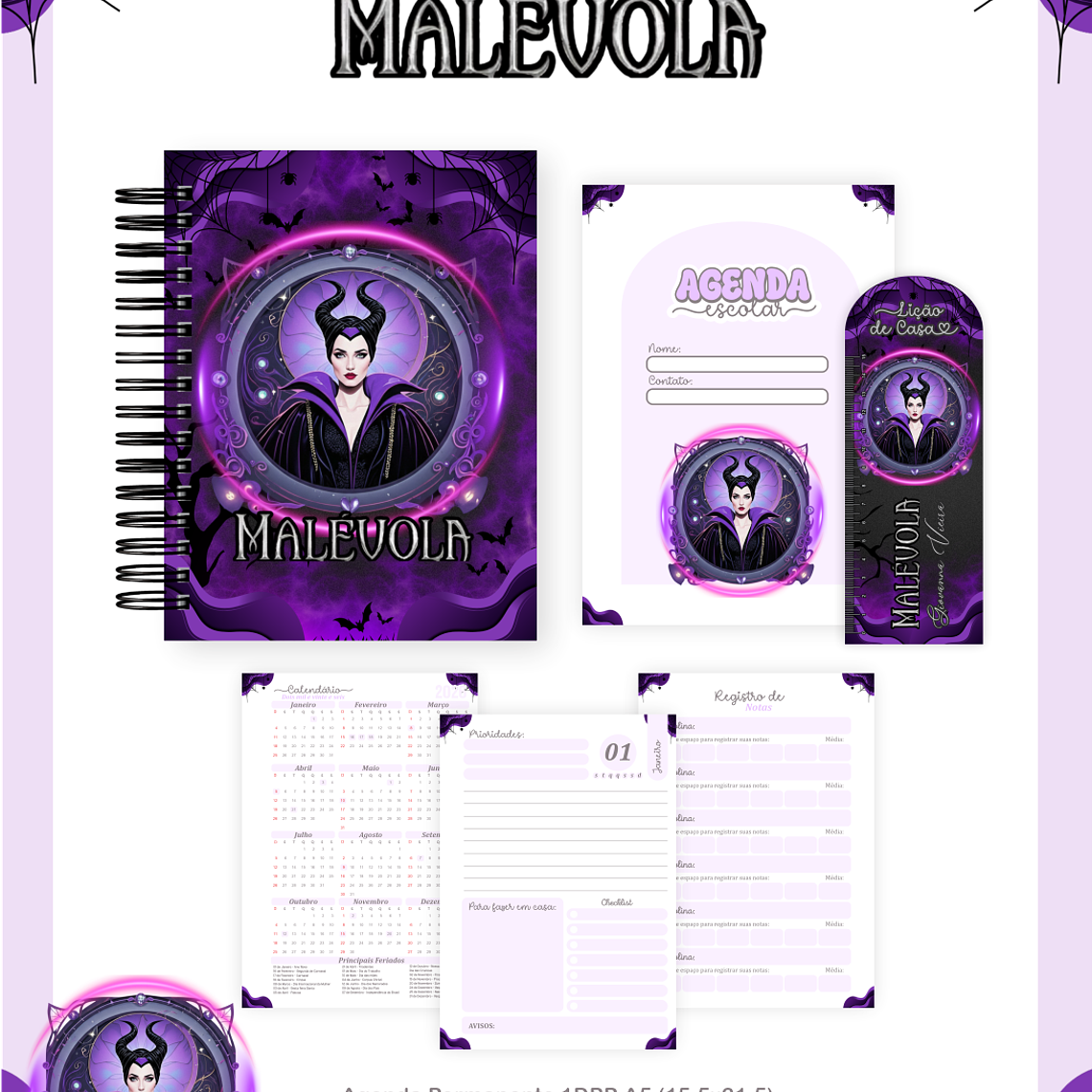 Arquivo Encadernação Escolar 2026 Malévola 3