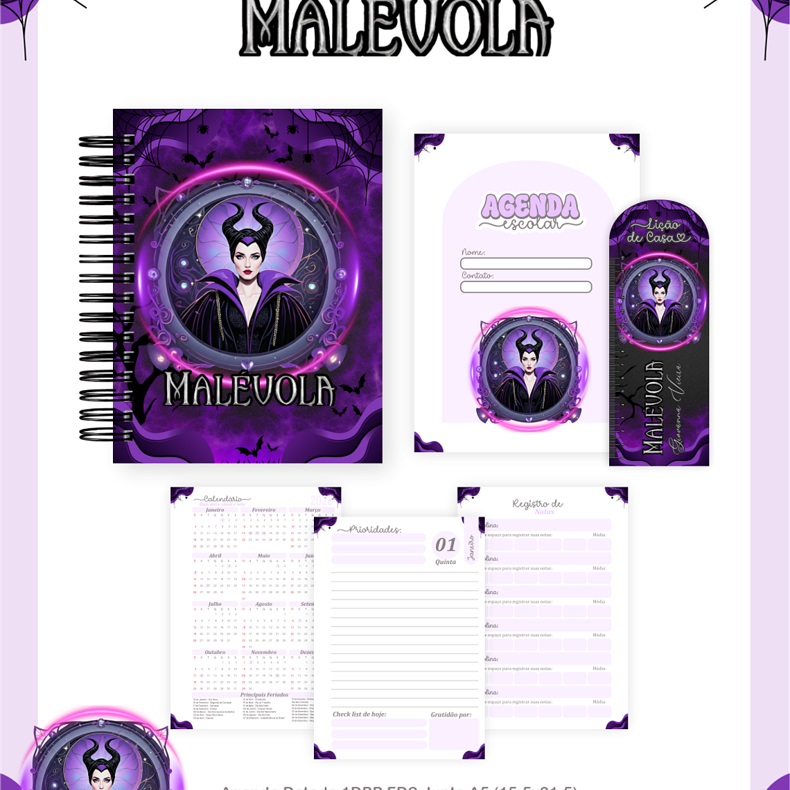 Arquivo Encadernação Escolar 2026 Malévola 4