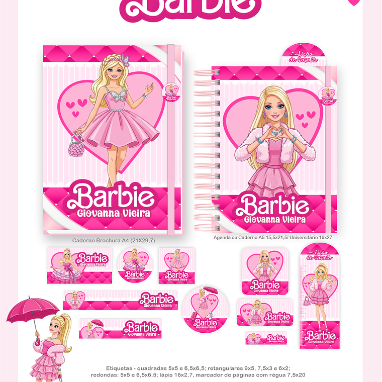 Arquivo Encadernação Escolar 2026 Barbie 2