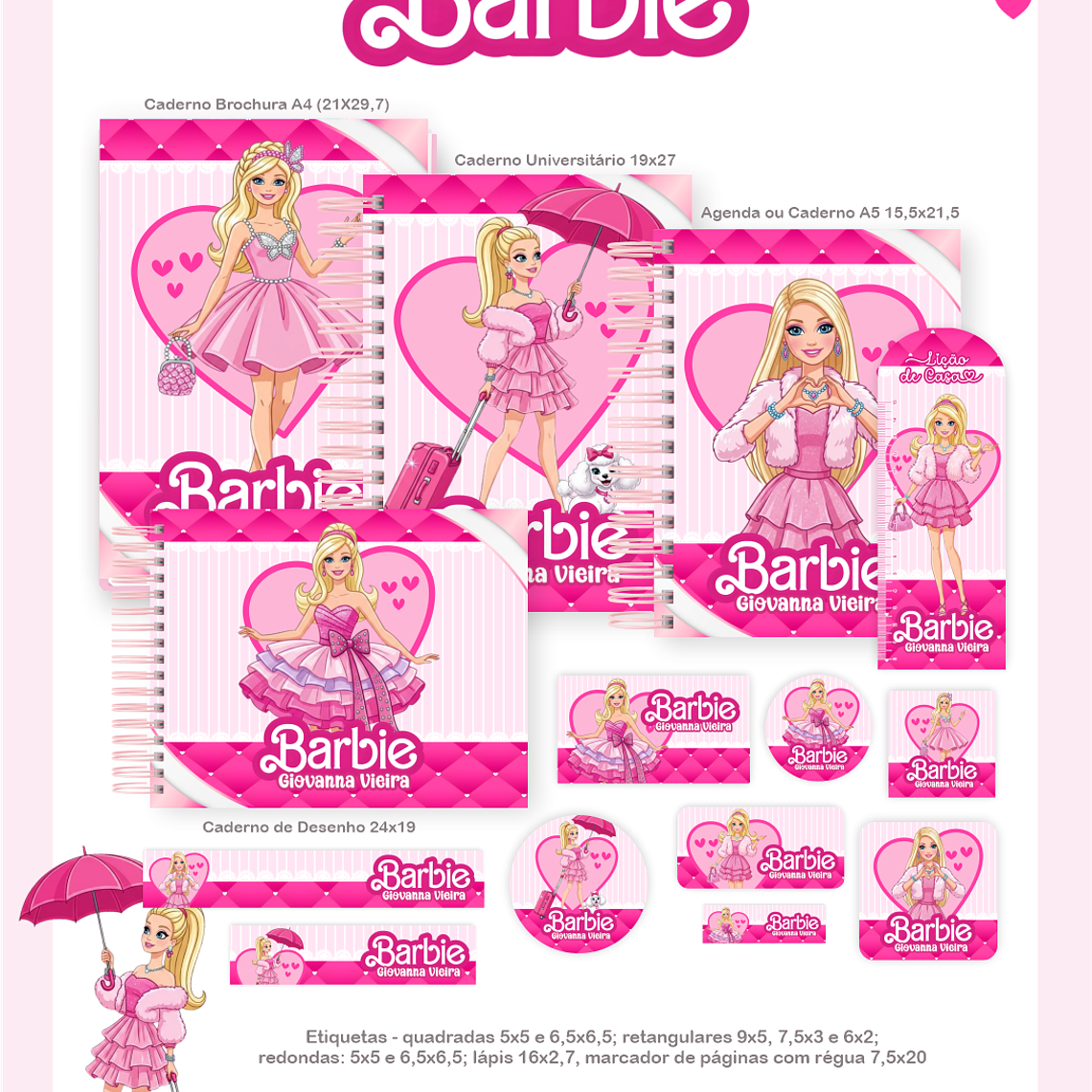 Arquivo Encadernação Escolar 2026 Barbie 1