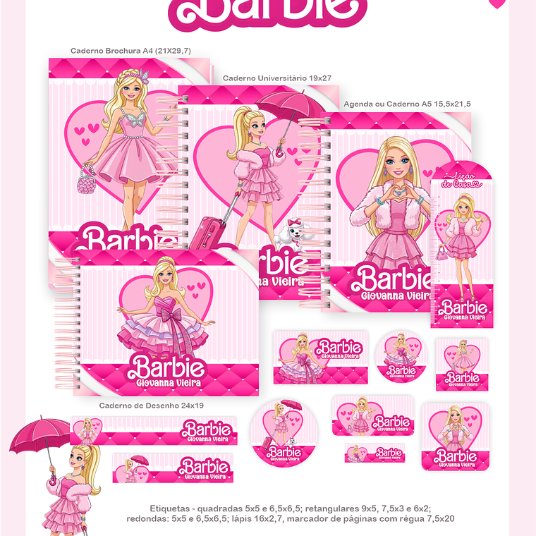 Arquivo Encadernação Escolar 2026 Barbie 1