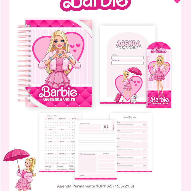 Arquivo Encadernação Escolar 2026 Barbie 3